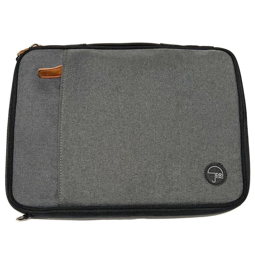 PKG X DRI 13 inch Laptop Sleeve Padded Case Multiple Pockets Zipper Gray 13x9.5